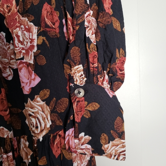 Free people rows of roses maxi dress in black combo size XS - Picture 7 of 16